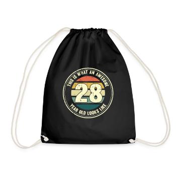 28. Geburtstag so sieht man mit 28 Retro Geschenk - Turnbeutel - Schwarz - Vorne