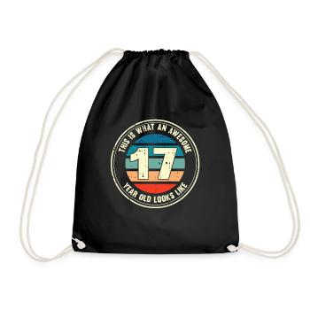 17. Geburtstag so sieht man mit 17 Retro Geschenk - Turnbeutel - Schwarz - Vorne