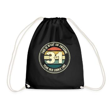 31. Geburtstag so sieht man mit 31 Retro Geschenk - Turnbeutel - Schwarz - Vorne