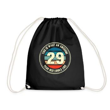 29e anniversaire pour que vous voyiez avec 29 cadeaux rétro - Sac de sport léger - noir - Devant