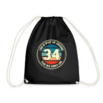 34e anniversaire pour que vous voyiez avec 34 cadeaux rétro - Sac de sport léger - noir - Devant
