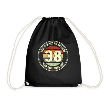 38. Geburtstag so sieht man mit 38 Retro Geschenk - Turnbeutel - Schwarz - Vorne