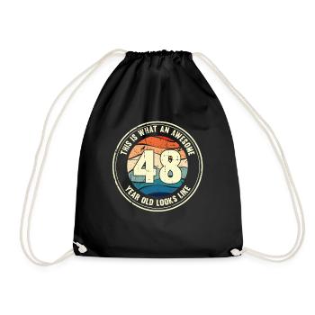 48. Geburtstag so sieht man mit 48 Retro Geschenk - Turnbeutel - Schwarz - Vorne