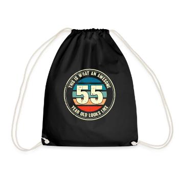 55e anniversaire Comment regarder 55 cadeau rétro - Sac de sport léger - noir - Devant