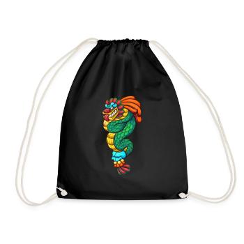 Aztec Calendar - Quetzalcoatl - Drawstring Bag - black - Front