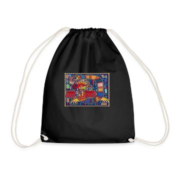 Aztec Calendar - Quetzalcoatl - Drawstring Bag - black - Front