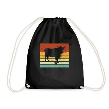 Kuh Retro Muh Landwirt Milch Bauernhof Geschenk - Turnbeutel - Schwarz - Vorne