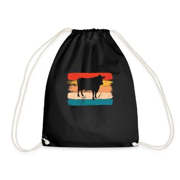 Kuh Retro Muh Landwirt Milch Bauernhof Geschenk - Turnbeutel - Schwarz - Vorne