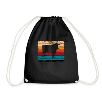 Kuh Retro Muh Landwirt Milch Bauernhof Geschenk - Turnbeutel - Schwarz - Vorne