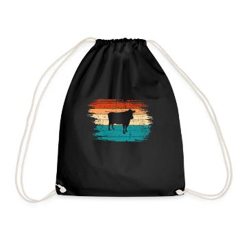 Kuh Retro Muh Landwirt Milch Bauernhof Geschenk - Turnbeutel - Schwarz - Vorne