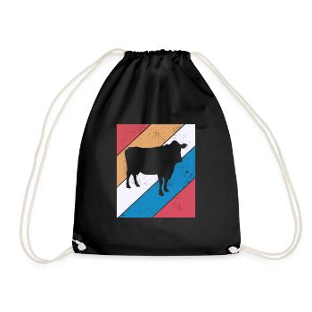 Kuh Retro Muh Landwirt Milch Bauernhof Geschenk - Turnbeutel - Schwarz - Vorne
