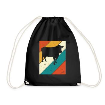 Kuh Retro Muh Landwirt Milch Bauernhof Geschenk - Turnbeutel - Schwarz - Vorne