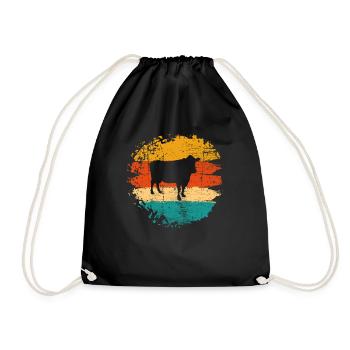 Kuh Retro Muh Milch Bauernhof Geschenk - Turnbeutel - Schwarz - Vorne