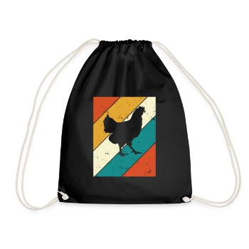 Chickens Retro Rooster Farmer Retro Farm Gift - Drawstring Bag - black - Front