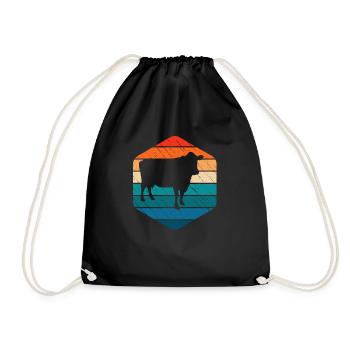 Kuh Retro Muh Landwirt Milch Bauernhof Geschenk - Turnbeutel - Schwarz - Vorne