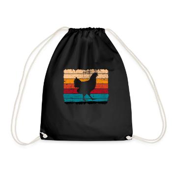 Chicken Chickens Rooster Farmer Retro Farm Gift - Drawstring Bag - black - Front