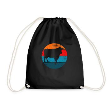 Kuh Retro Muh Landwirt Milch Bauernhof Geschenk - Turnbeutel - Schwarz - Vorne