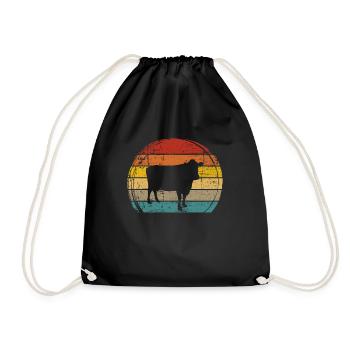 Kuh Retro Muh Landwirt Milch Bauernhof Geschenk - Turnbeutel - Schwarz - Vorne