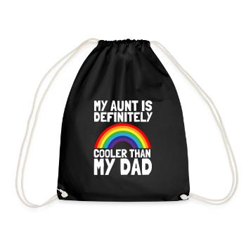 My Aunt Is Definitely Cooler Than My Dad - Drawstring Bag - black - Front