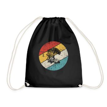 Mushroom Mushrooms Boletus Toadstool Retro Gift - Drawstring Bag - black - Front