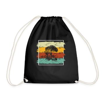 Mushroom Mushrooms Boletus Toadstool Retro Gift - Drawstring Bag - black - Front