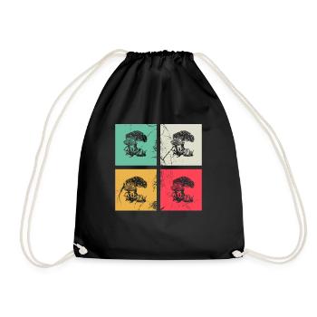 Mushroom Mushrooms Boletus Toadstool Retro Gift - Drawstring Bag - black - Front