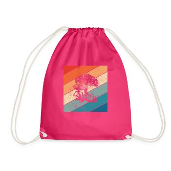 Mushroom Mushrooms Boletus Toadstool Retro Gift - Drawstring Bag - fuchsia - Front
