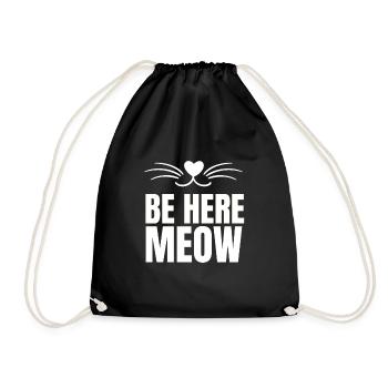 Yoga Cat - Be Here Meow - Drawstring Bag - black - Front
