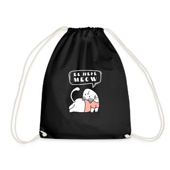 Yoga Cat - Be Here Meow - Drawstring Bag - black - Front