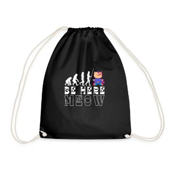 Yoga Cat - Be Here Meow - Drawstring Bag - black - Front