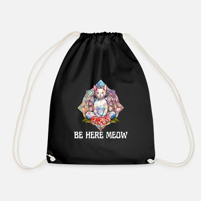 Yoga Cat - Be Here Meow - Turnbeutel - Schwarz