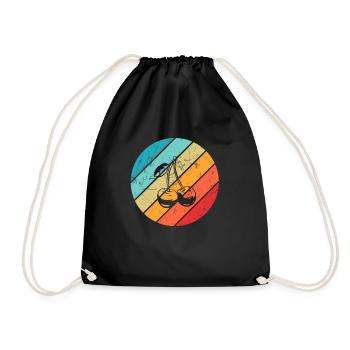 Cerise Retro Fruit Fruit Round - Sac de sport léger - noir - Devant