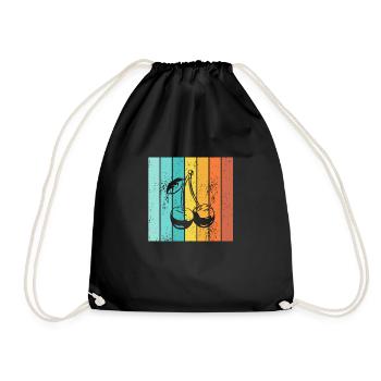 Cherry Retro Fruit Fruit - Drawstring Bag - black - Front
