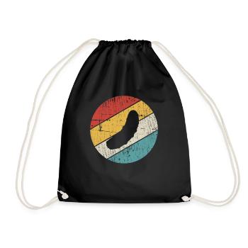 Gurke Gewürzgurke Kreis Retro Geschenk - Turnbeutel - Schwarz - Vorne