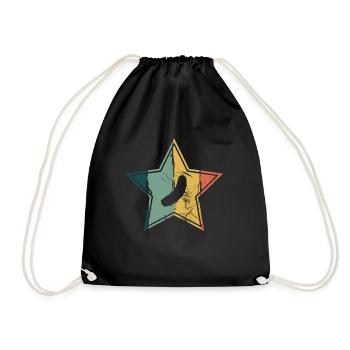 Gurke Gewürzgurke Retro Stern Geschenk - Turnbeutel - Schwarz - Vorne