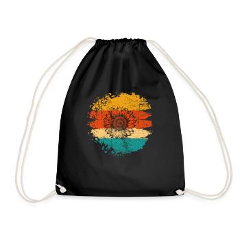 Sonnenblume Blume Retro Geschenk - Turnbeutel - Schwarz - Vorne