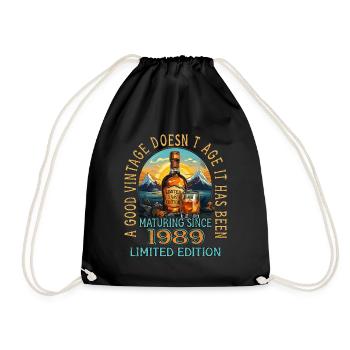 34. Geburtstag 1989 34er Guter Jahrgang Whisky - Turnbeutel - Schwarz - Vorne