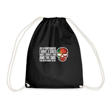 Portugal Flag Skull Patriotic Portuguese Roots DNA - Turnbeutel - Schwarz - Vorne