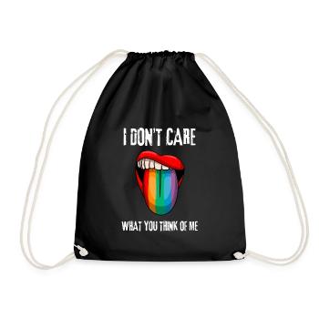 LGBTQ - I don't care what you think about me - Drawstring Bag - black - Front