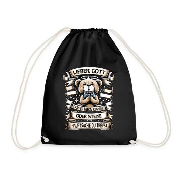 Teddy Bär Mit Lustigem Spruch Hirn Regnen Design - Turnbeutel - Schwarz - Vorne