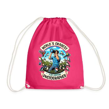 World's Best Okay Photographer Bird Watching - Drawstring Bag - fuchsia - Front