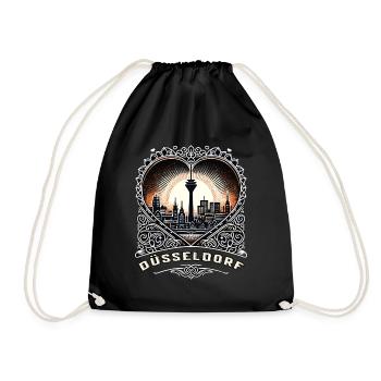 Dusseldorf Skyline Heart Love Home - Drawstring Bag - black - Front