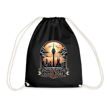 Dusseldorf Skyline Heart Love Home - Drawstring Bag - black - Front