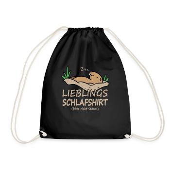 Official Sleeping Groundhog Sleep Shirt - Drawstring Bag - black - Front