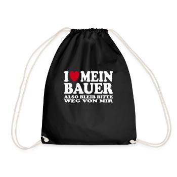 I love my farmer so please stay away from me - Drawstring Bag - black - Front