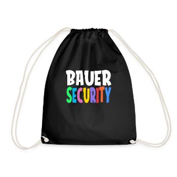 Colorful Bauer Security Rainbow Lettering Logo - Drawstring Bag - black - Front