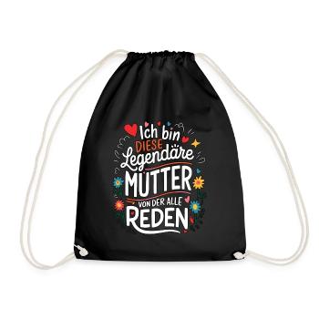 Legendary Mother's Heart & Love Saying - Drawstring Bag - black - Front