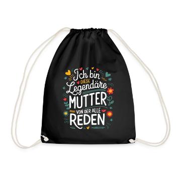 Legendary Mother's Heart & Love Saying - Drawstring Bag - black - Front