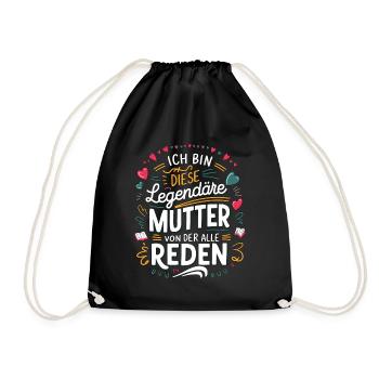 Legendary Mother's Heart & Love Saying - Drawstring Bag - black - Front