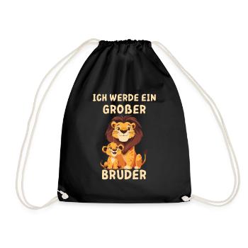 Ich werde ein großer Bruder Löwe - Turnbeutel - Schwarz - Vorne